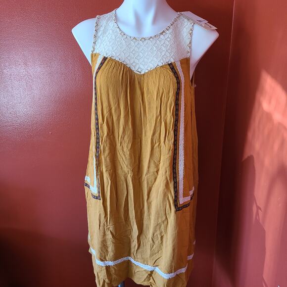 Rewind Mustard Sleeveless Dress Large - Picture 1 of 6